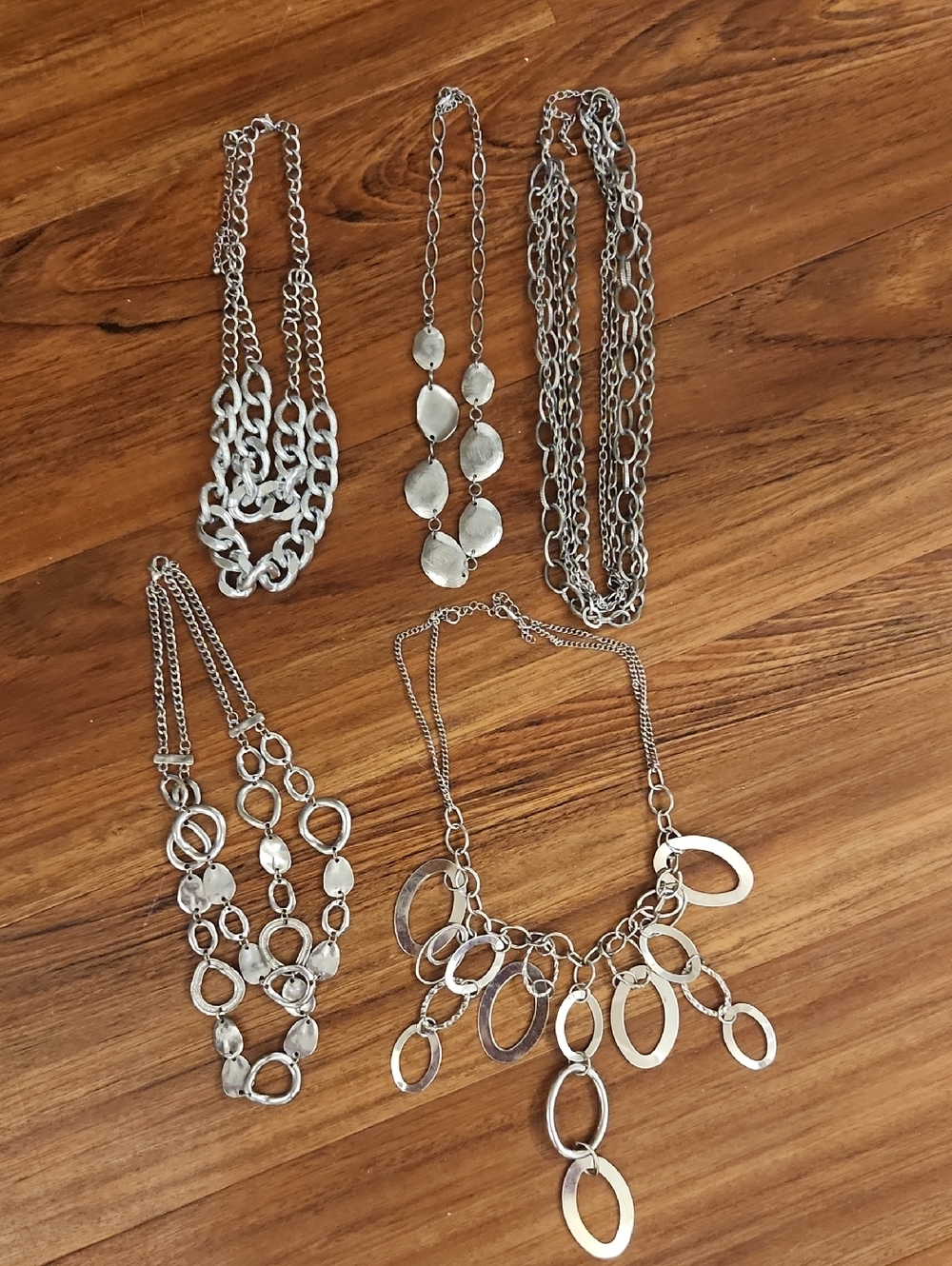 Multi-Chain & Link Statement Necklaces Silvertone